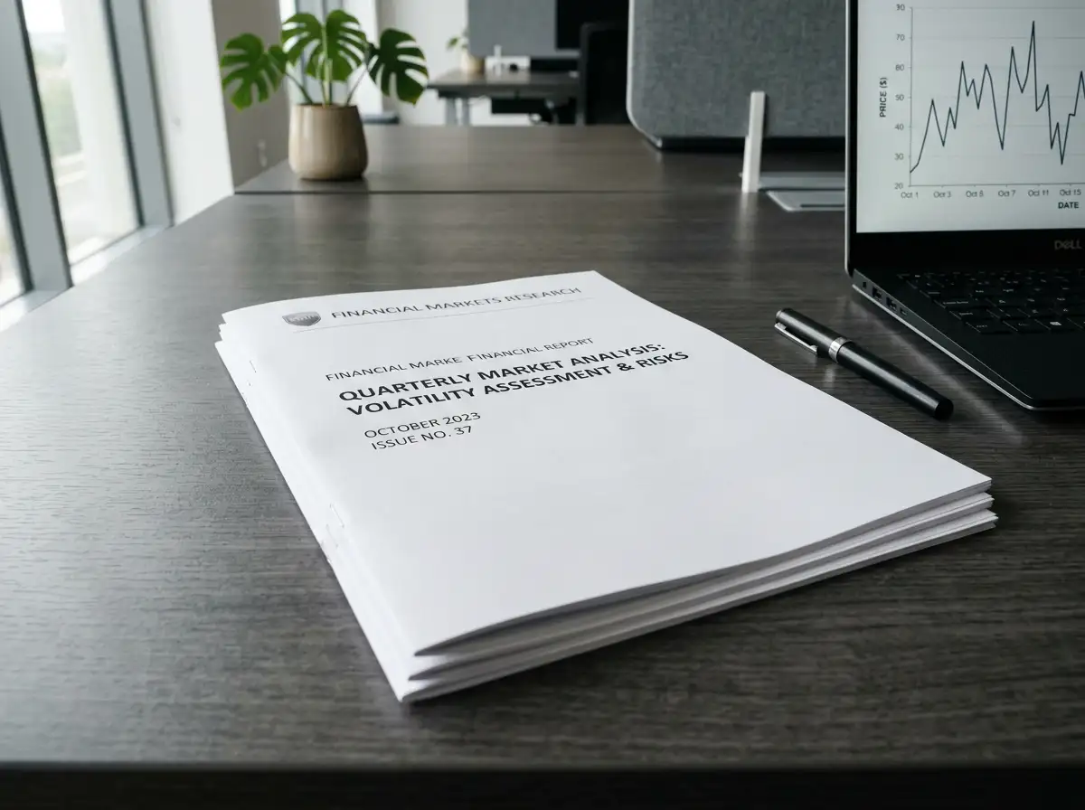 Documento oficial sobre criptoactivos junto a una pantalla con gráficas de volatilidad